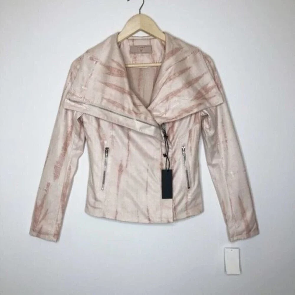 BLANKNYC Tie Dye Faux Suede Drape Front Jacket